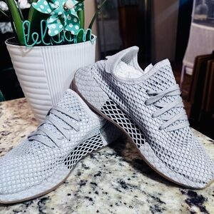 👟🏃Adidas Deerupt Runner CQ2628 Low Top Gray Mesh Sneakers 👟 🏃